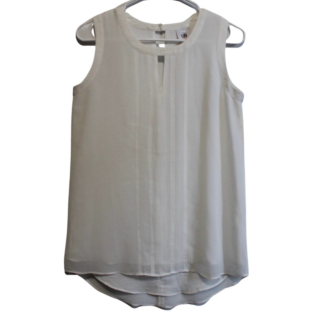 Women's Cabi 3095 White Polyester Work Business Casual Sleeveless Blouse Size XS